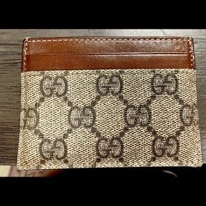 SOLD Authentic, Gucci leather-trimmed cardholder